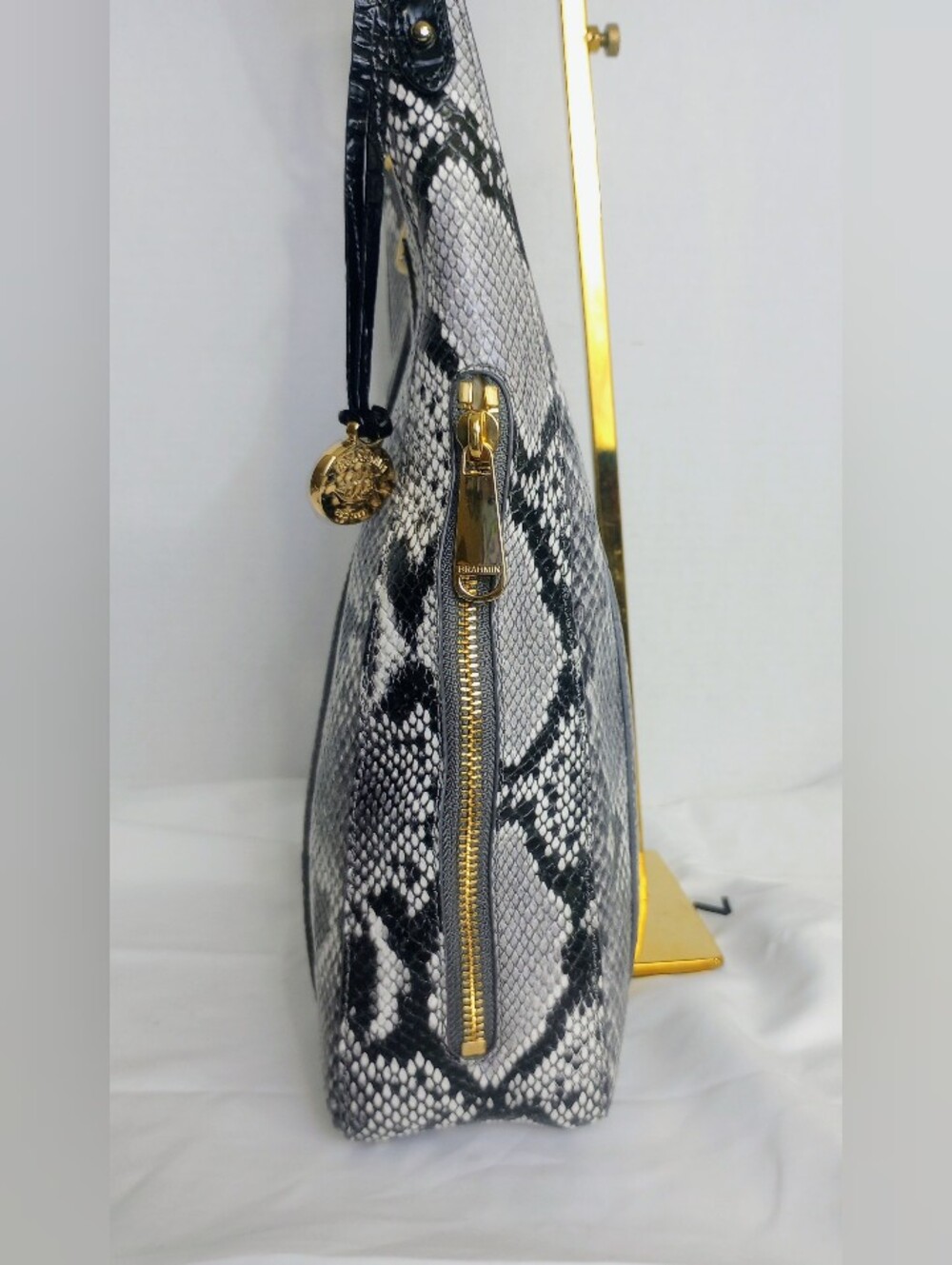 Brahmin Tabitha Steel Fontaine Shoulder Bag, Croc & Snake Embossed Leather - Picture 8 of 13